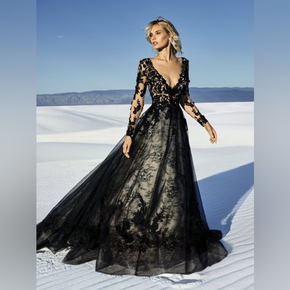 Sottero and Midgley ZANDER Black Long Sleeve Lace A-Line Gown